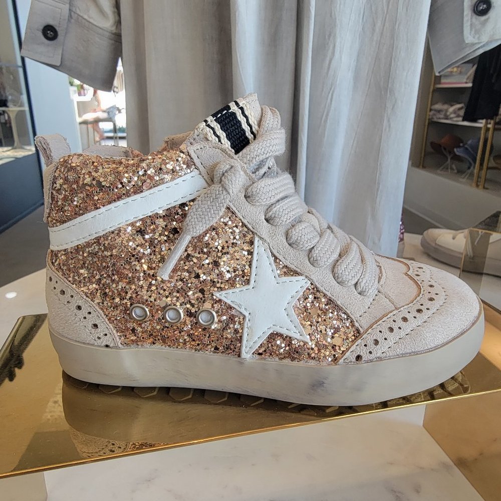 NIB Shu Shop rose gold glitter high tops children's